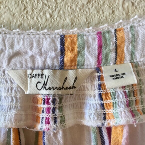 Caffe Marrakesh Colorful Vertical Stripe Top with Tassels Size L Cotton - Picture 5 of 13